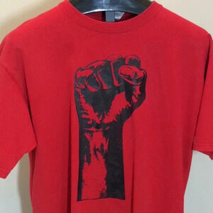 Fruit of the Loom LofTeez Red T-Shirt Black Fist